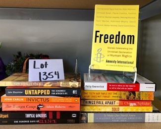 Lot 1354.  $15.00.  Lot of 12 books mostly focusing on human rights and history.  