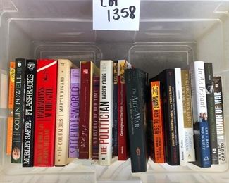 Lot 1358.  $23.00.  19 books. The world of politics and politics adjacent. 