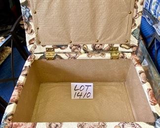 Lot 1410.  $35.00. How adorable is this?  Upholstered Teddy Bear Chest/Ottoman	20"x14"x10" tall