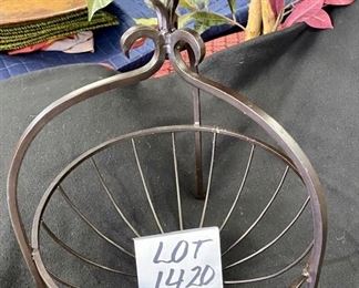 Lot 1420.  $18.00. Black iron Footed Fruit Basket. 17" Tx 12" Diameter
