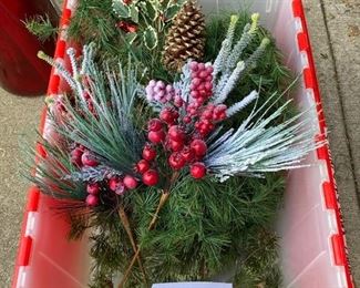 Lot 1450.  $15.00.  Lot of Flower Picks and Greenery for Christmas