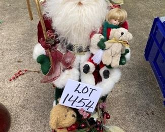 Lot 1454.  $35.00.  Cute Santa in wood sleigh yes, it's July, but still cute.  22"tx18"d. 