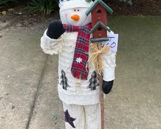 Lot 1460. $25.00.  38"tall white and plaid Happy Snowman. 