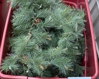 Lot 1462.  $50.00.  The second tub of lightly glittered pine garland. LIGHTED!! Tub included too! 