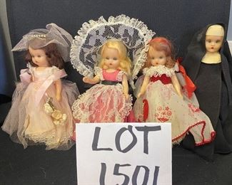 Lot 1501.   $40.00.  Lot of 4 Nancy Ann Story Book Dolls, Vintage, No Boxes		