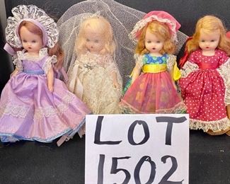 Lot 1502.   $40.00.  Lot of 4 Nancy Ann Story Book Dolls, Vintage, No Boxes		