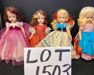 Lot 1503.   $40.00.  Lot of 4 Nancy Ann Story Book Dolls, Vintage, No Boxes		