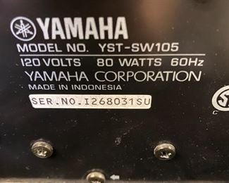 Lot 1481. $50.00.  Yamaha YST-SW105 Powered Subwoofer in Black		