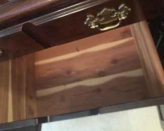 Center drawer in dresser is made of cedar