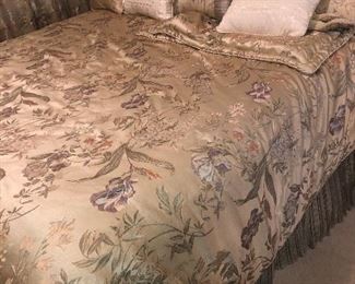 Very nice King comforter set with curtains, 7 pillows, and shams