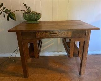 Antique Oak Quarter Sawn Mission Desk