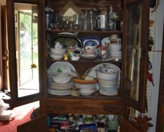 Beautiful Antique Kitchen Cabinet loaded with Collectibles!