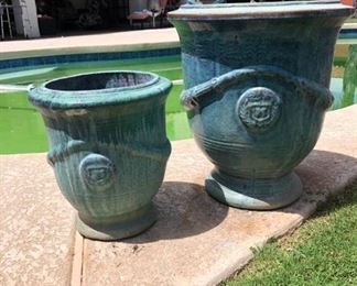 Outdoor Ceramic Matching Green Pots
