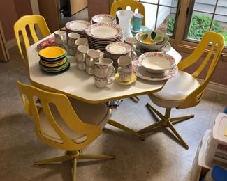 Retro table with four chairs.
