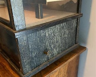 #13	Asian music box display cabinet with 2 drawers and 2 dolls 29'x10"x25"	 $75.00 
