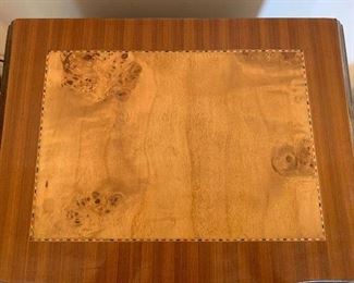 #22	Jewelry chest with inlaid wood, 4 drawers 15"x12"x30"	 $60.00 
