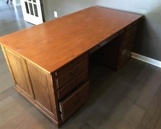 #33	Solid Oak executive desk 72"x36"x30" 2 file cabinet drawers and 7 drawers	 $150.00 

