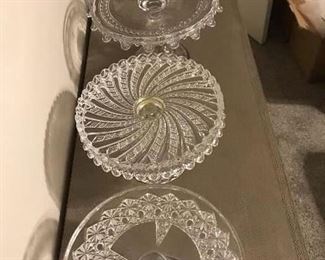 Beautiful collection of vintage Fenton, Fostoria, Hobnail and many other cake plates and Noritake, etc. china!