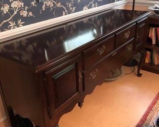 $1000 - Vintage Ethan Allen Georgian Court Cherry Queen Anne Sideboard Server Console Buffet. Gorgeous piece.