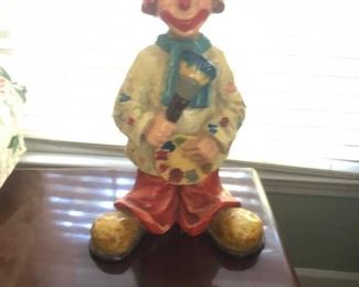 $40 - Vintage Alvarez, Large Paper Mache' Clown, Painter, Signed by artist, approx. 17" tall.