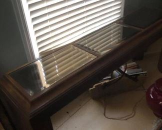 $50 (Photo #1)- Sofa table with 3 mirrored removable glass pieces on top