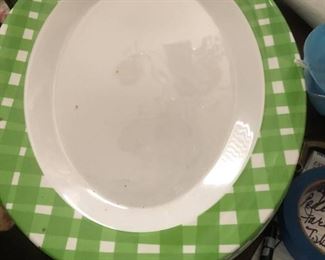 $20 each - NEW!! SIX Melamine Green gingham serving platters sold individually. ($100 if you buy all 6). Melamine dinnerware was a popular icon of the 40s & 50s & desirable to many collectors today.