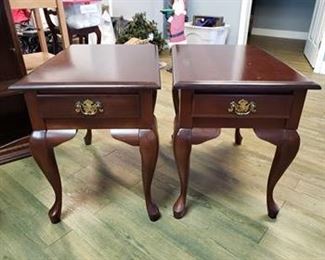 $300/pair - Queen Anne cherry end tables with drawer.