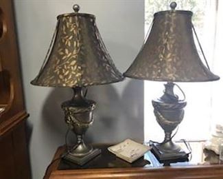 Bronze metal finish pair of lamps - $40 for pair.