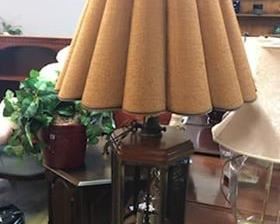 Oversized wood and brass lamp. $30 (only one)