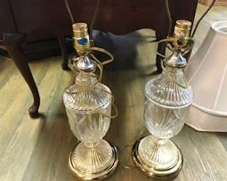 Crystal lamps - no shades included - $40 for pair.