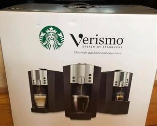 $70 - BRAND NEW IN BOX - Starbucks Verismo 600 system. single-cup brewing systems, brewed coffee, espresso, lattes, steamed milk and more with just a simple touch of a button. Exclusively uses specially packaged Verismo™ pods. Dedicated hot water button