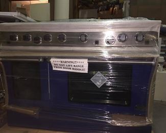 $7500 - BRAND NEW IN CRATE - (Photo #1) DCS brand (now Fisher Paykel) 48-in., Professional Gas Range in COBALT BLUE!! 6 burners & burner grill, double oven, 12,000 BTU burner grill, Professional Gas Range. COBALT BLUE!! Fuel Type Dual Fuel
Induction Traditional
Gas Type Natural Gas
Size 48 Inch
Unit Type Freestanding
Dual Fuel Dual Fuel
Number Of Burners 6
Grill Yes
Griddle No
Number Of Ovens 2
Grease Management System Yes
Height 35 3/4"
Width 47 7/8"
Wok Burner No
Self Cleaning Oven Yes
Convection Oven Yes
UL Listed No
Color Stainless Steel
Energy Star Compliant No
Collection Professional
Btu Range 110,001 - 130,000 BTUs
Total BTUs 128,000 BTUs
Volts 240 Volts
Watts 7600 Watts
Amp 50 Amps
Left Front Burner 23,500 BTUs
Left Rear Burner 18,500 BTUs
Center Front Burner 18,500 BTUs
Center Rear Burner 18,500 BTUs
Right Front Burner 18,500 BTUs
Right Rear Burner 18,500 BTUs
