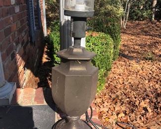 Outdoor lamp. Metal. Globe protects light bulb. Heavy cord. $30. No shade included.