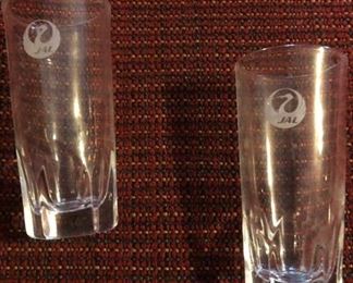 Pair of Vintage Japan Airlines tall shot glasses with iconic crane. Collector item. Approx 3" tall. - $20 for pair