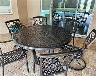 Agio 60" round Patio Table with 6 chairs (incl 2 Swivel Rockers)