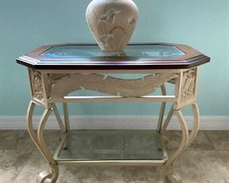 Iron/Glass/Wood End Table