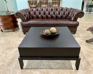Randall Allan Tufted Leather Sofa (1 of 2), Bernhardt Commode