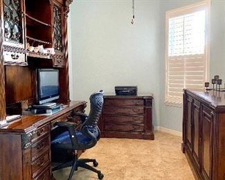 Sligh "Loredo" Executive Office Suite : Desk with Hutch, Credenza (or TV Console), File Cabinet                           
*THIS SET AVAILABLE FOR PRE-SALE