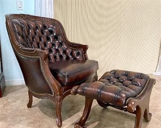Hancock & Moore Tufted Leather Chair & Foot Rest *THIS SET IS AVAILABLE FOR PRE-SALE