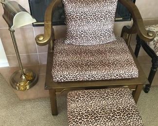 Cheetah Print Chair w/Footstool