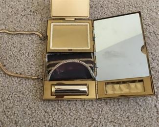 Vintage Purse w/built-in powder, lipstick, mirror