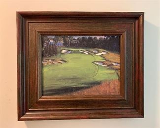 Golf painting in great condition artist "Martinez" 21.5"x26" - Price $350