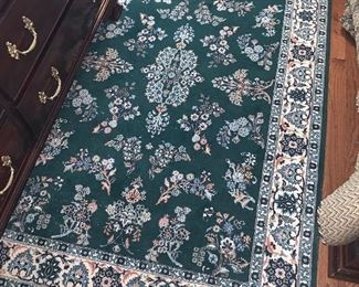 Green wool area carpet in excellent condition 75"x49" - Price $650