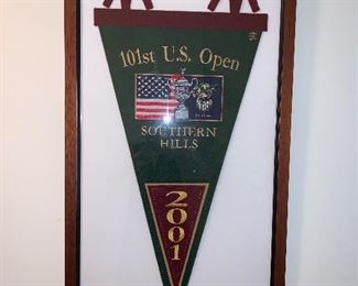 Framed US Open pennant 19"x34" - Price $150