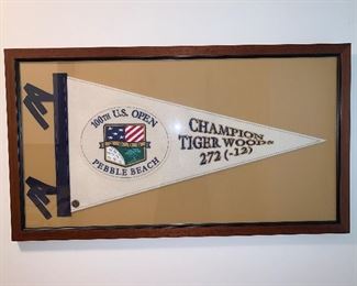 Framed Tiger Woods US Open pennant in great condition 19"x34" - $250