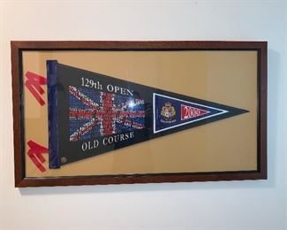 Framed British Open pennant 19"x34" - $175