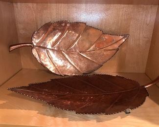 Pair of copper leaf plates - $50