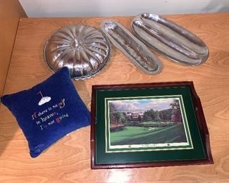 Assorted lot golf misc and serving pieces - all 5 items $60