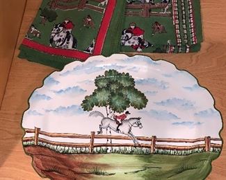 Assorted riding lot - 14" platter, (8) napkins and placemats $95