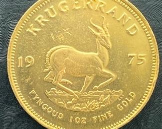 1 ounce Gold Krugerrand for auction at www.aikenvintage.com